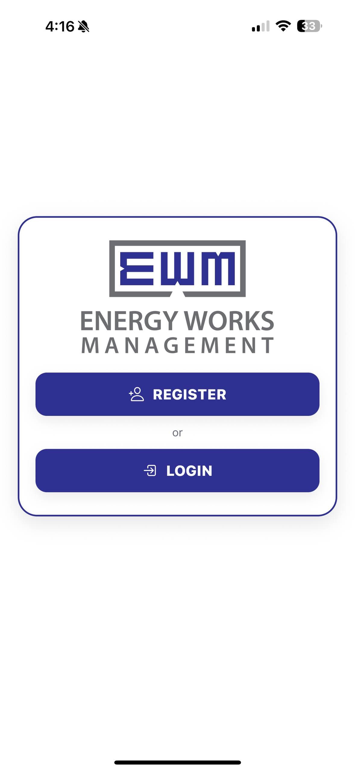 EWM Mobile App — Login screen