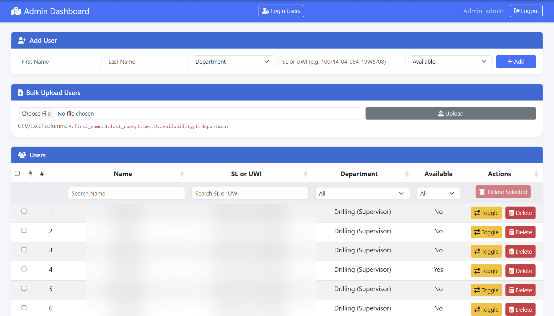 EWM Admin Dashboard — Worker management